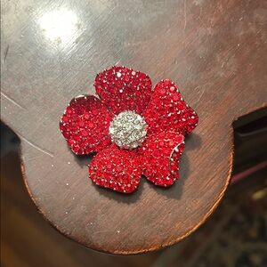 Elegant Red Flower Brooch